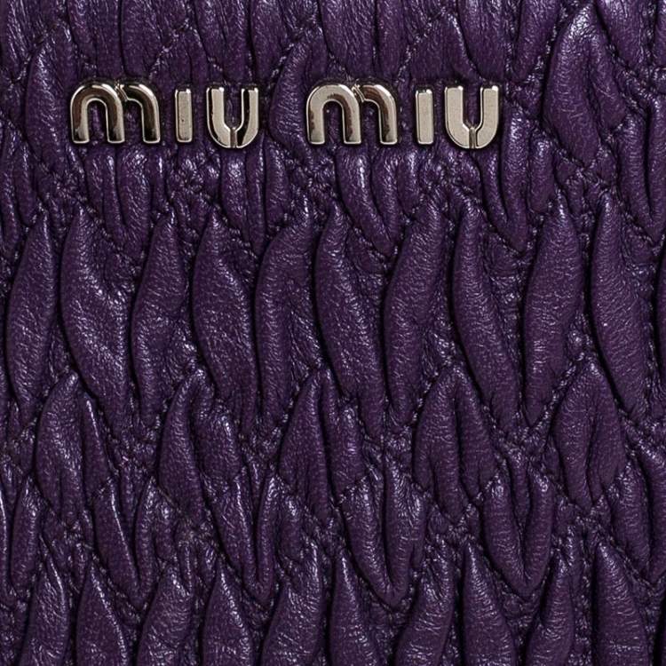 Pre Owned  Miu Miu Purple Matelasse Leather Tote 