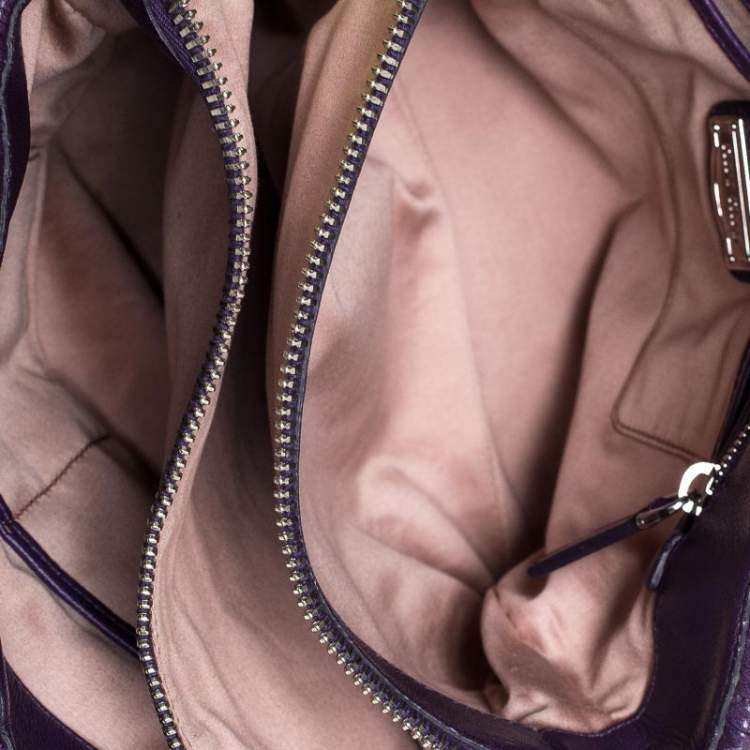 Pre Owned  Miu Miu Purple Matelasse Leather Tote 