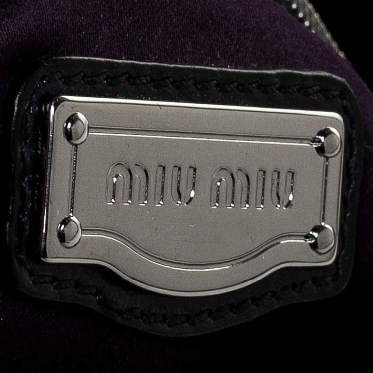 Pre Owned Miu Miu Navy Blue Leather Gathered Hobo