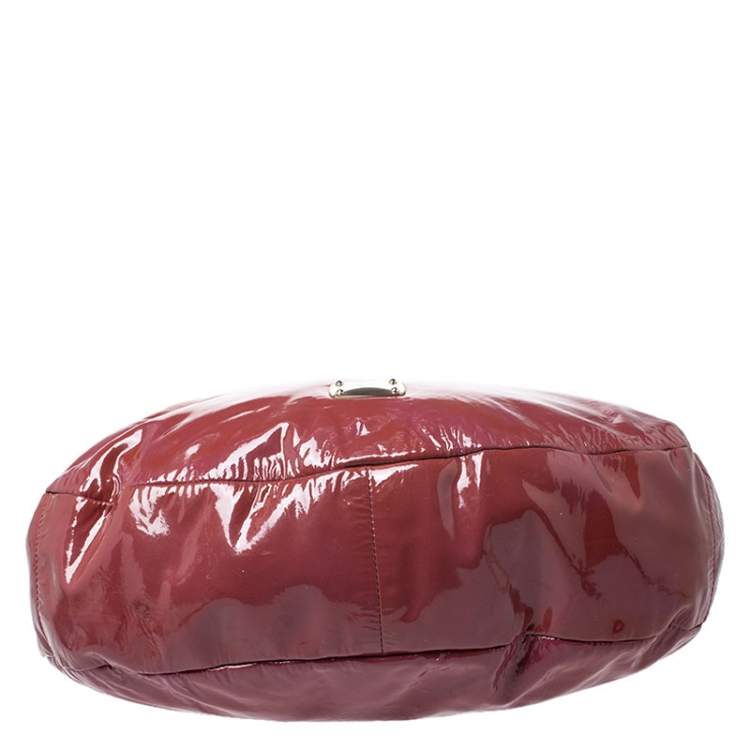 Pre Owned Jimmy Choo Light Burgundy/Purple Patent Leather and Python Trim Handle Sky Hobo