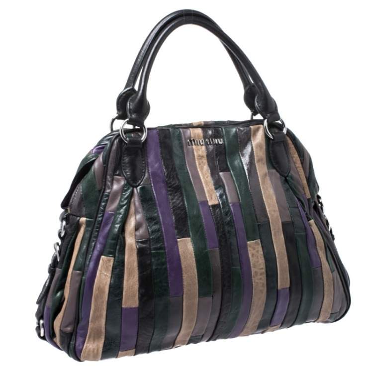 Pre Owned Miu Miu Multicolor Patchwork Leather Satchel