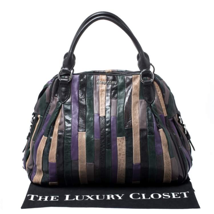 Pre Owned Miu Miu Multicolor Patchwork Leather Satchel