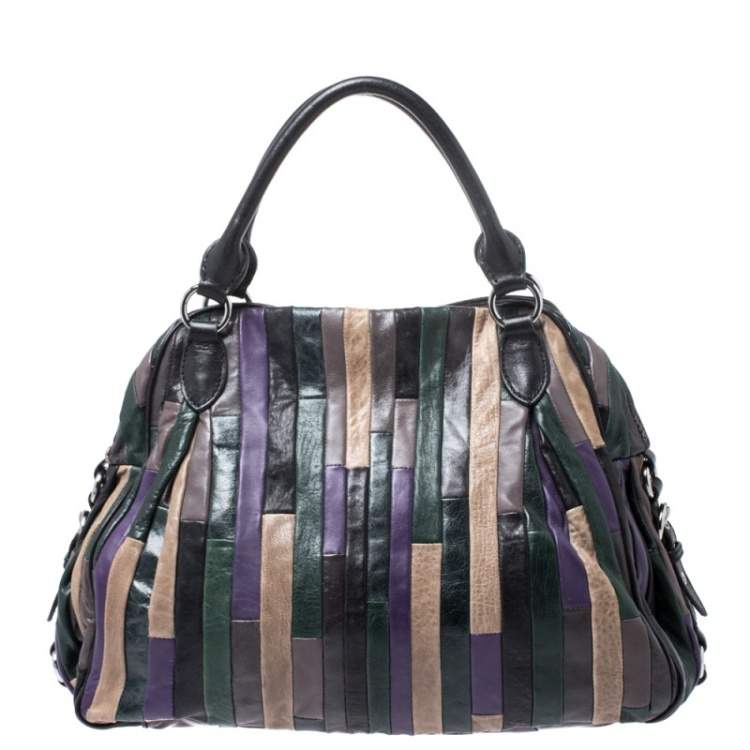 Pre Owned Miu Miu Multicolor Patchwork Leather Satchel