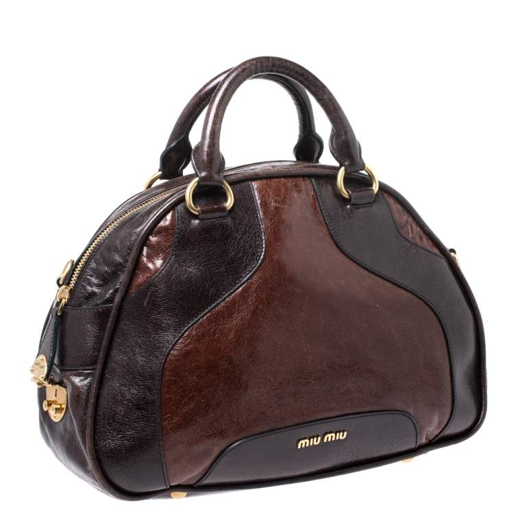 Pre Owned Miu Miu Brown Leather Bowler Bag