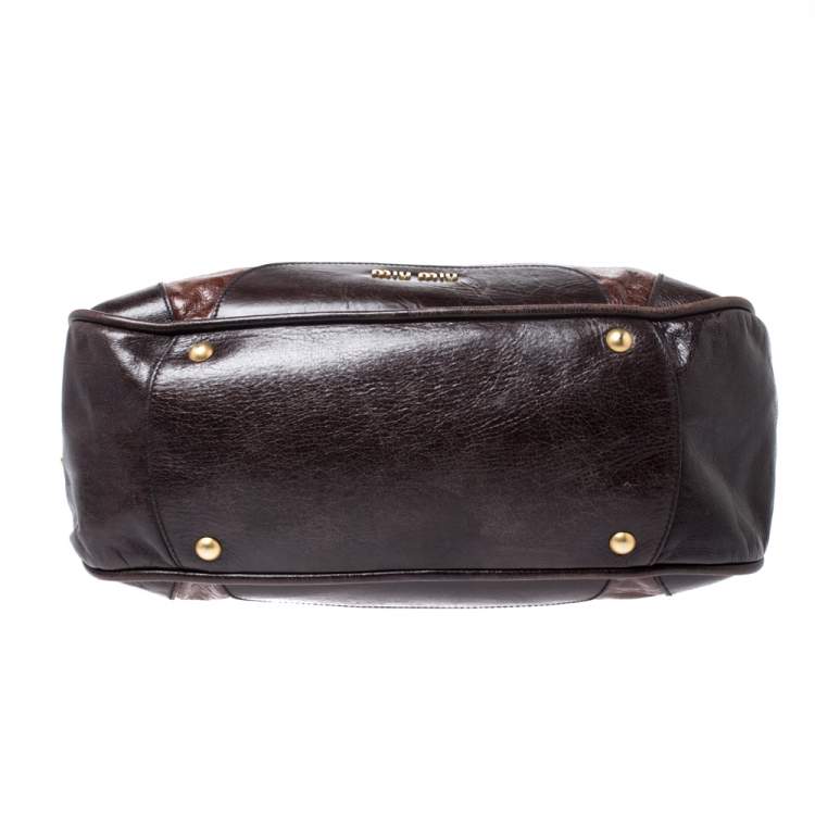 Pre Owned Miu Miu Brown Leather Bowler Bag