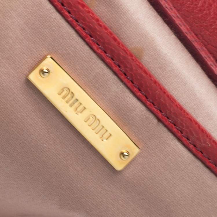 Pre Owned Miu Miu Red Leather Large Madras Tote 