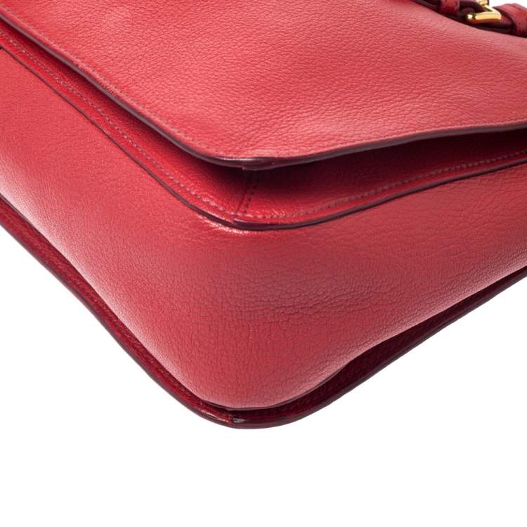 Pre Owned Miu Miu Red Leather Large Madras Tote 