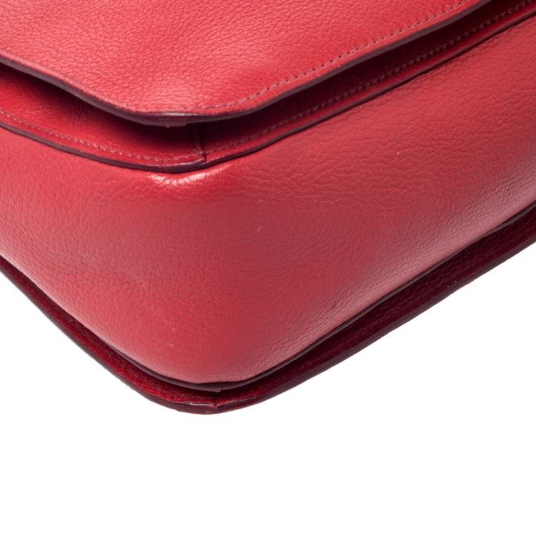 Pre Owned Miu Miu Red Leather Large Madras Tote 