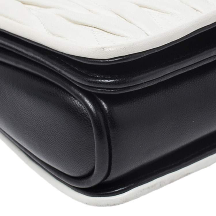 Pre Owned Miu Miu Black/White Matelasse Leather Small Club Shoulder Bag