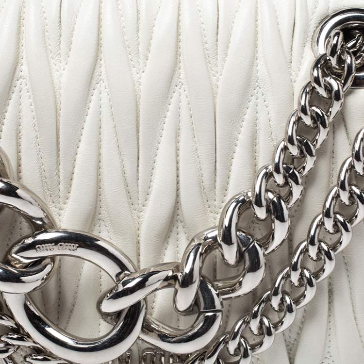 Pre Owned Miu Miu Black/White Matelasse Leather Small Club Shoulder Bag