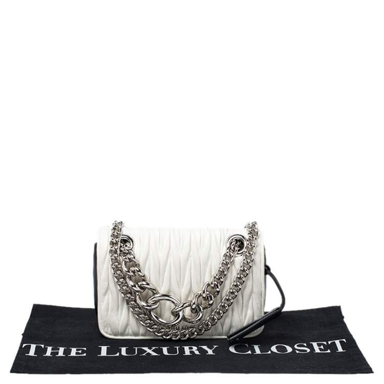 Pre Owned Miu Miu Black/White Matelasse Leather Small Club Shoulder Bag