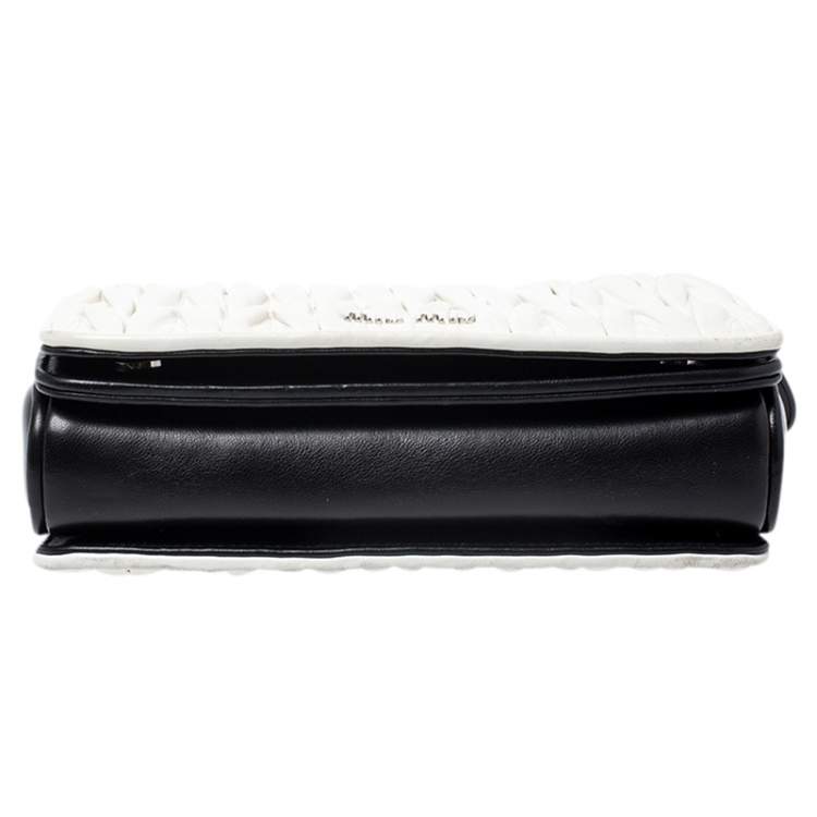 Pre Owned Miu Miu Black/White Matelasse Leather Small Club Shoulder Bag