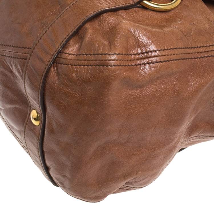 Pre Owned Miu Miu Brown Leather Bow Tote