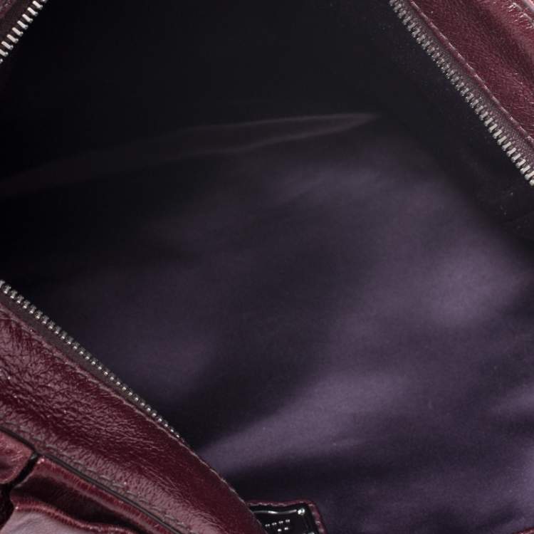 Pre Owned Miu Miu Burgundy Glossy  Ruffled Leather Shoulder Bag