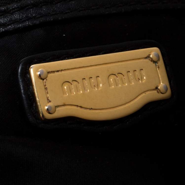 Pre Owned Miu Miu Black Leather Double Zip Large Tote