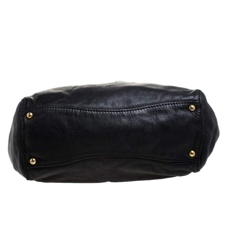 Pre Owned Miu Miu Black Leather Double Zip Large Tote