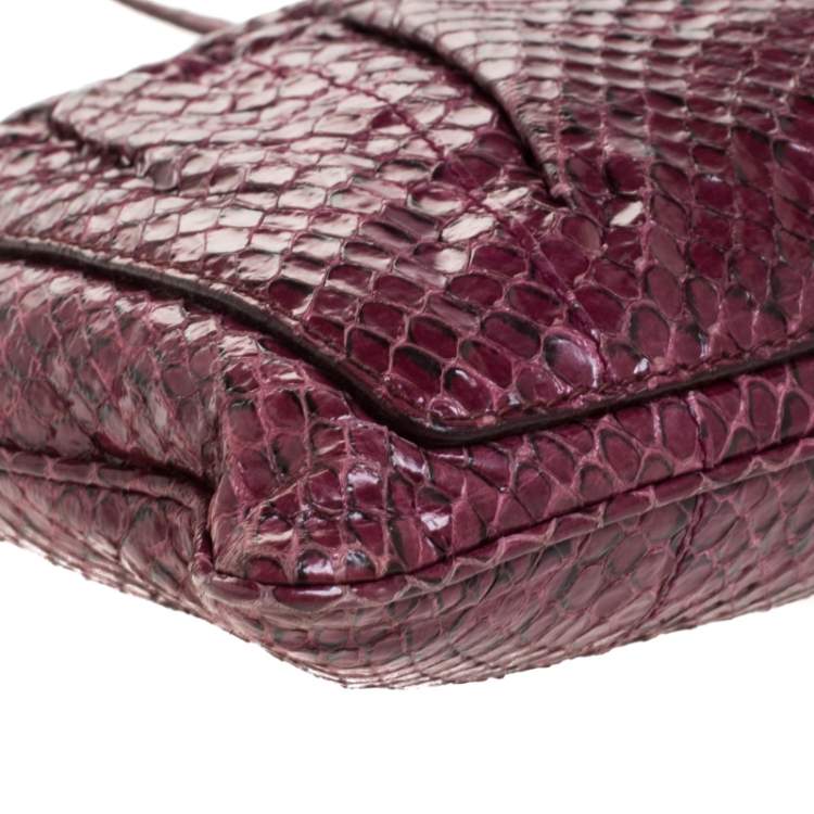 Pre Owned Miu Miu Burgundy Python Small Shoulder Bag