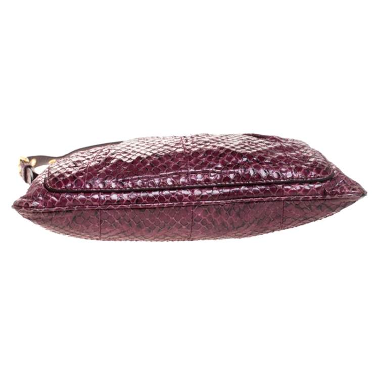 Pre Owned Miu Miu Burgundy Python Small Shoulder Bag