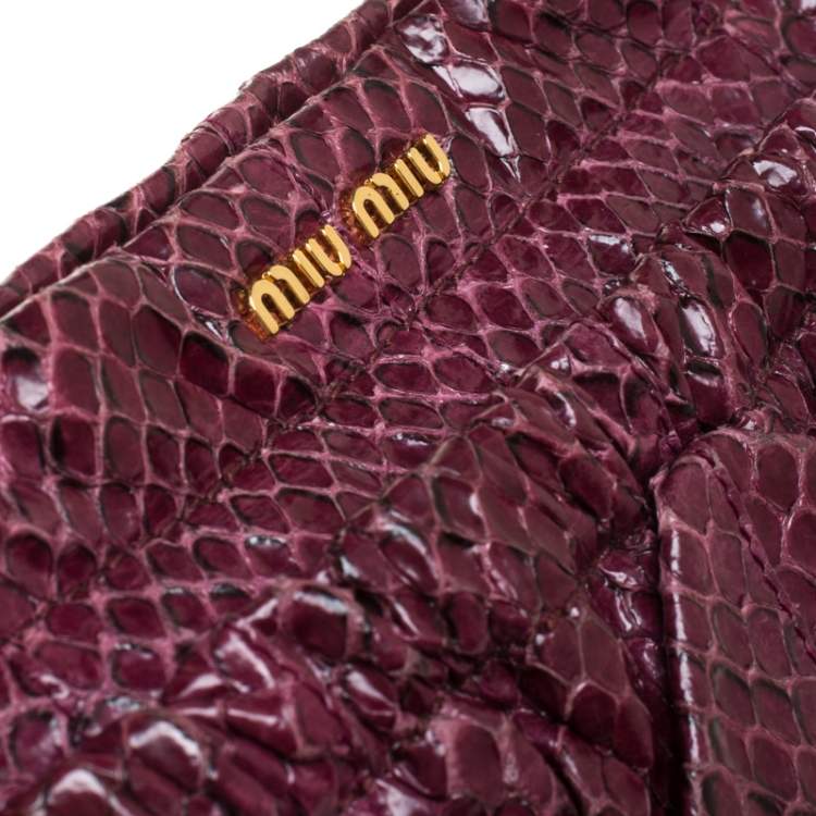 Pre Owned Miu Miu Burgundy Python Small Shoulder Bag