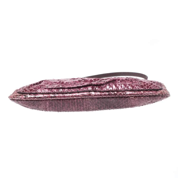 Pre Owned Miu Miu Burgundy Python Strap Clutch 