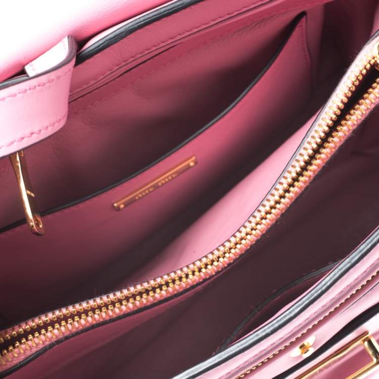 Pre Owned Miu Miu Pink Vitello Soft Leather Top Handle Bag