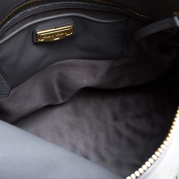 Pre Owned Miu Miu Grey Matelassé Leather Bow Satchel