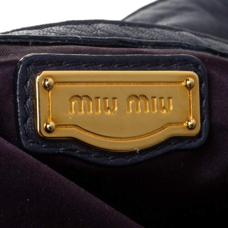 Pre Owned Miu Miu Blue Leather Studded Hobo