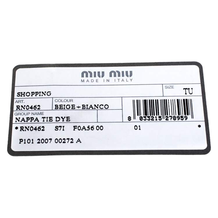 Pre Owned Miu Miu Beige/Cream Leather Tie-Dye Satchel
