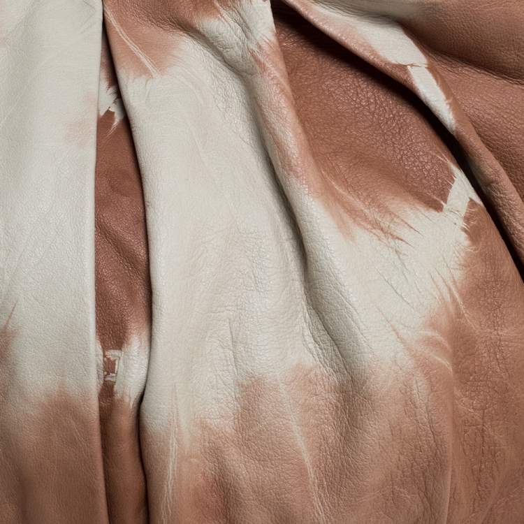 Pre Owned Miu Miu Beige/Cream Leather Tie-Dye Satchel