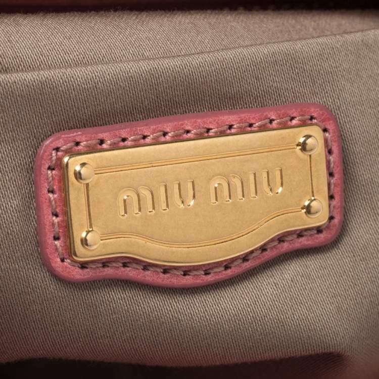 Pre Owned Miu Miu Coral Cracked Leather Satchel