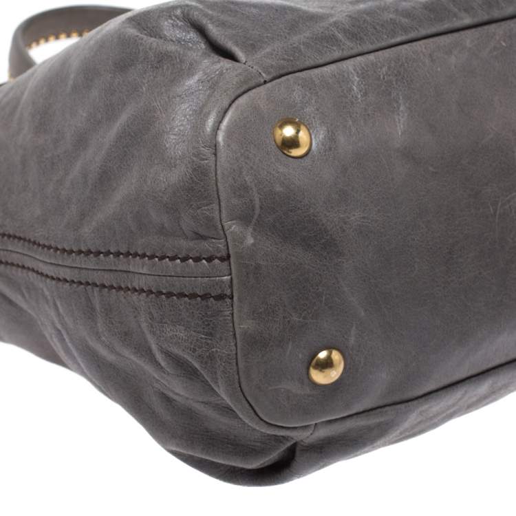 Pre Owned Miu Miu Grey Leather Charm Satchel