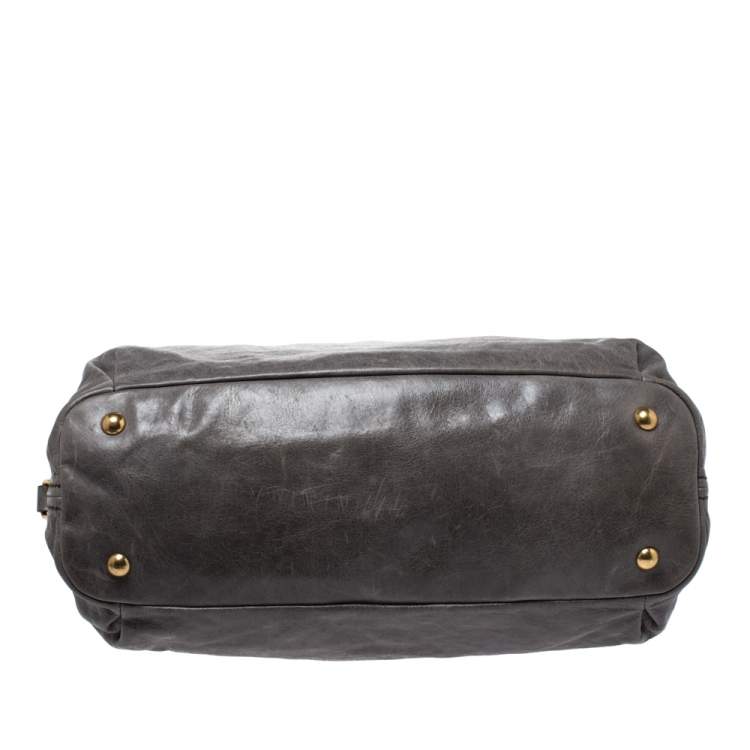 Pre Owned Miu Miu Grey Leather Charm Satchel