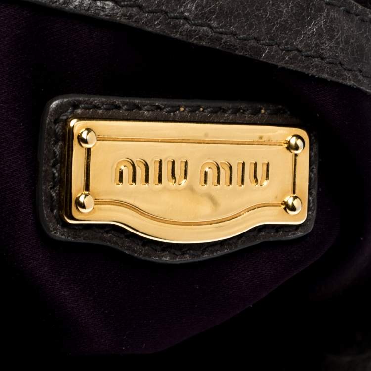 Pre Owned Miu Miu Multicolor Patchwork Leather Harlequin Hobo