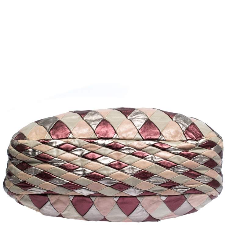 Pre Owned Miu Miu Multicolor Patchwork Leather Harlequin Hobo