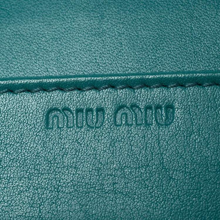 Pre Owned Miu Miu Turquoise Croc Embossed Patent Leather Flap Continental Wallet
