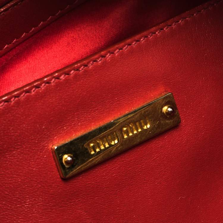 Pre Owned Miu Miu Red Leather Studded Tote
