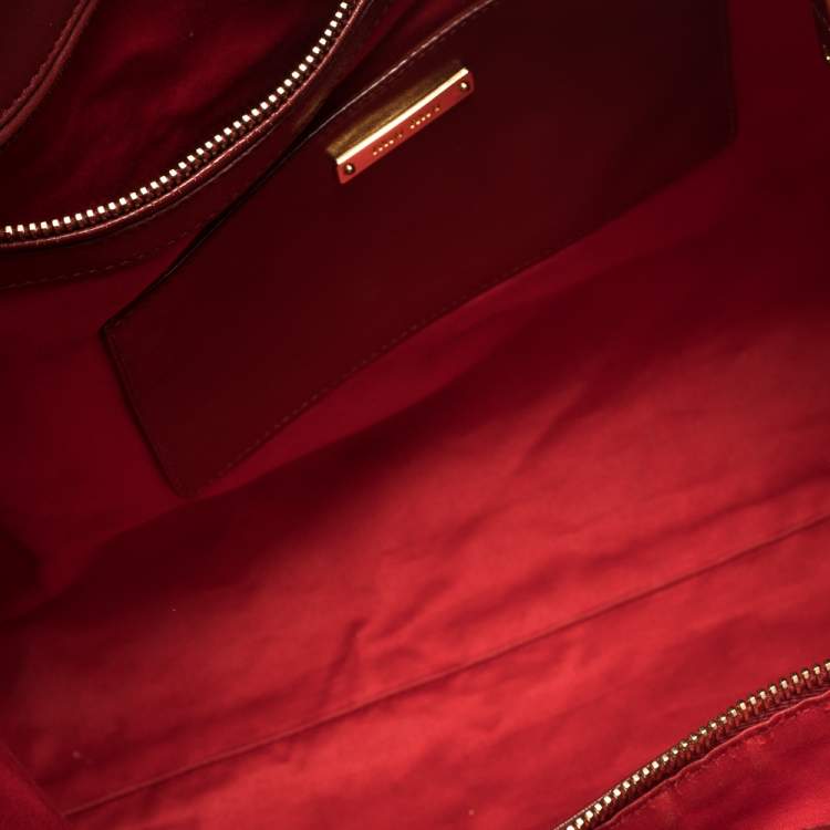 Pre Owned Miu Miu Red Leather Studded Tote