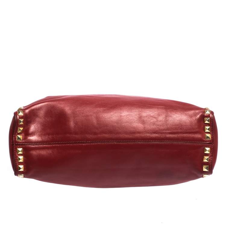 Pre Owned Miu Miu Red Leather Studded Tote