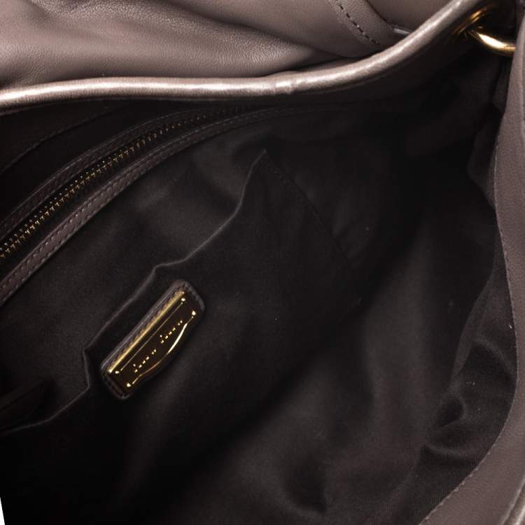 Pre Owned Miu Miu Taupe Matelasse Leather Coffer Hobo