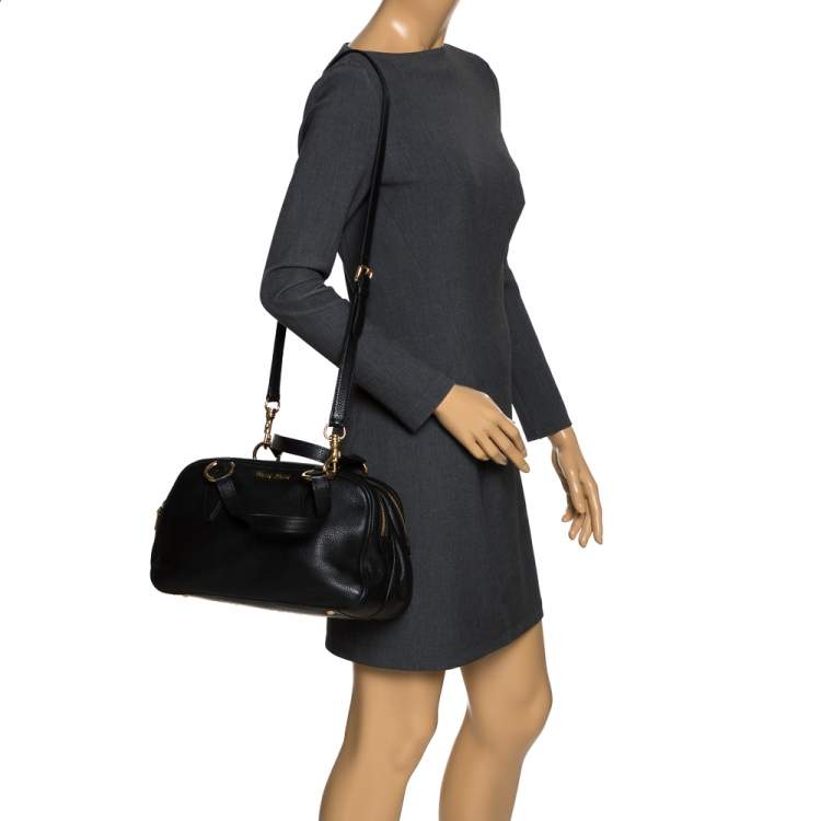 Pre Owned Miu Miu Black Leather Vitello Phenix Satchel