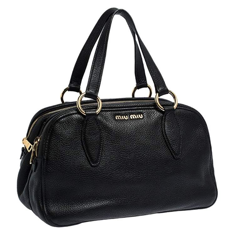 Pre Owned Miu Miu Black Leather Vitello Phenix Satchel