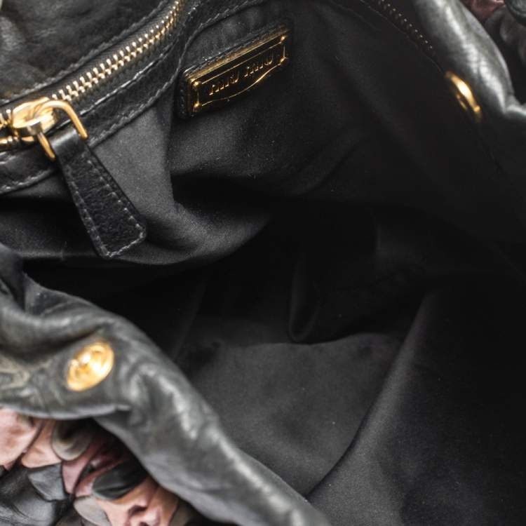 Pre Owned Miu Miu Multicolor Patchwork Leather Harlequin Hobo