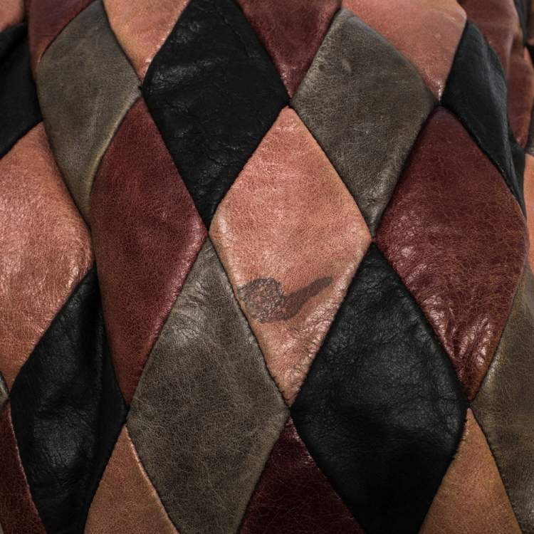 Pre Owned Miu Miu Multicolor Patchwork Leather Harlequin Hobo