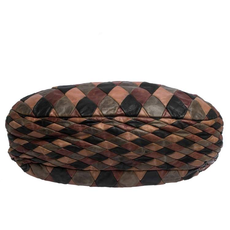 Pre Owned Miu Miu Multicolor Patchwork Leather Harlequin Hobo