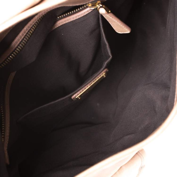 Pre Owned Miu Miu Beige Matelasse Leather Coffer Hobo