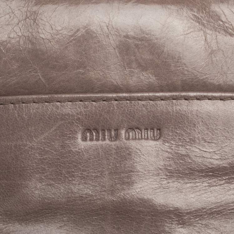 Pre Owned Miu Miu Old Rose Matelassé Leather Continental Wallet
