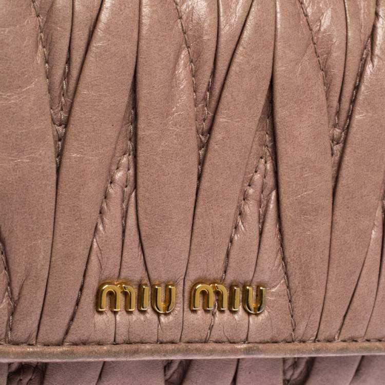 Pre Owned Miu Miu Old Rose Matelassé Leather Continental Wallet