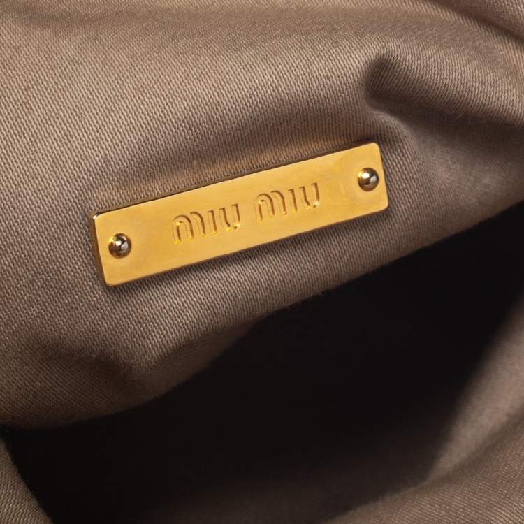 Pre Owned Miu Miu Peach Vitello Lux Leather Pochette Bag