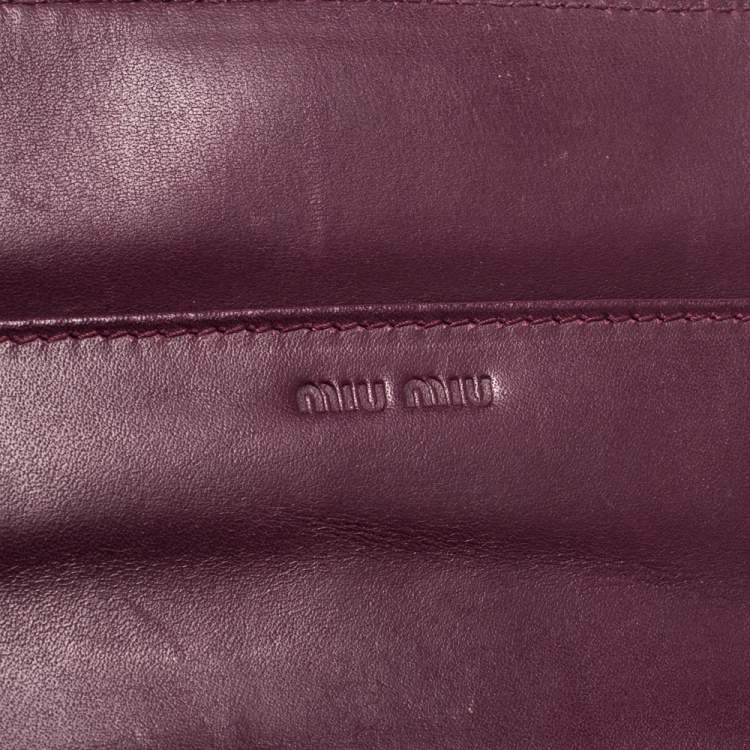 Pre Owned Miu Miu Purple Crocodile Effect Patent Leather Flap Continental Wallet