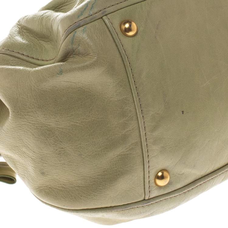 Pre Owned Miu Miu Mint Green Leather Bow Satchel